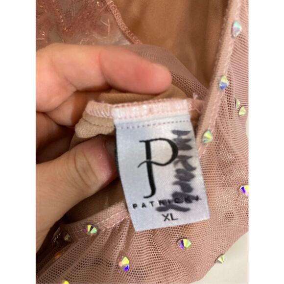 Patrick James Pink Embezzled Dance Leotard With Train Youth L - Picture 6 of 6